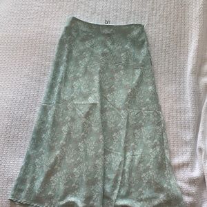 Green floral midi skirt